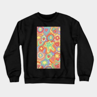 groovy print with frogs, flowers and strawberries Crewneck Sweatshirt